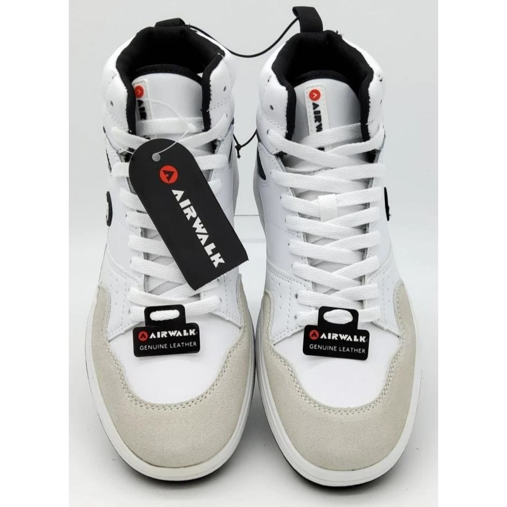 Airwalk Mens High Top Sneakers White Grey Genuine Leather Skate Shoes 8/ #S26272